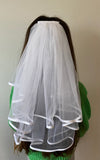 Plain Veil with Satin Trim / Medium Length | White + Light Ivory Available KindFolk