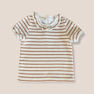 Petit Bateau Gold + White Top | 28 mths / 9 mths recommended (preloved) KindFolk